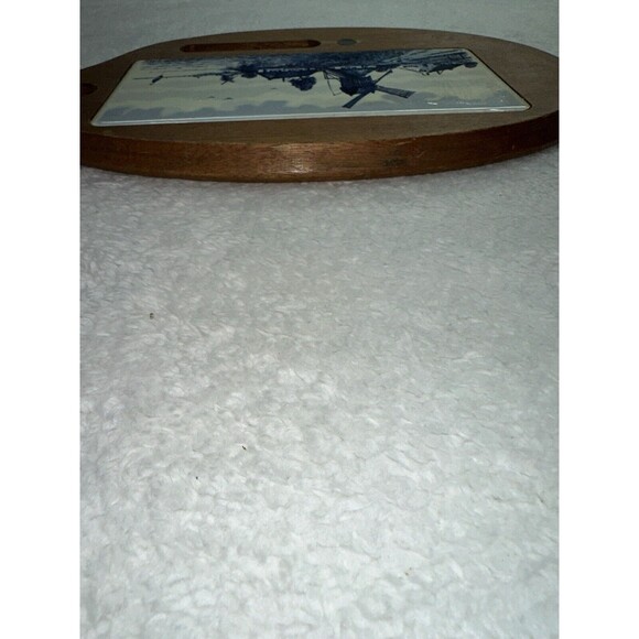 Delft Blue Windmill Cheese Board Charcuterie VTG Tile + Teak Wood Antique - Picture 11 of 16